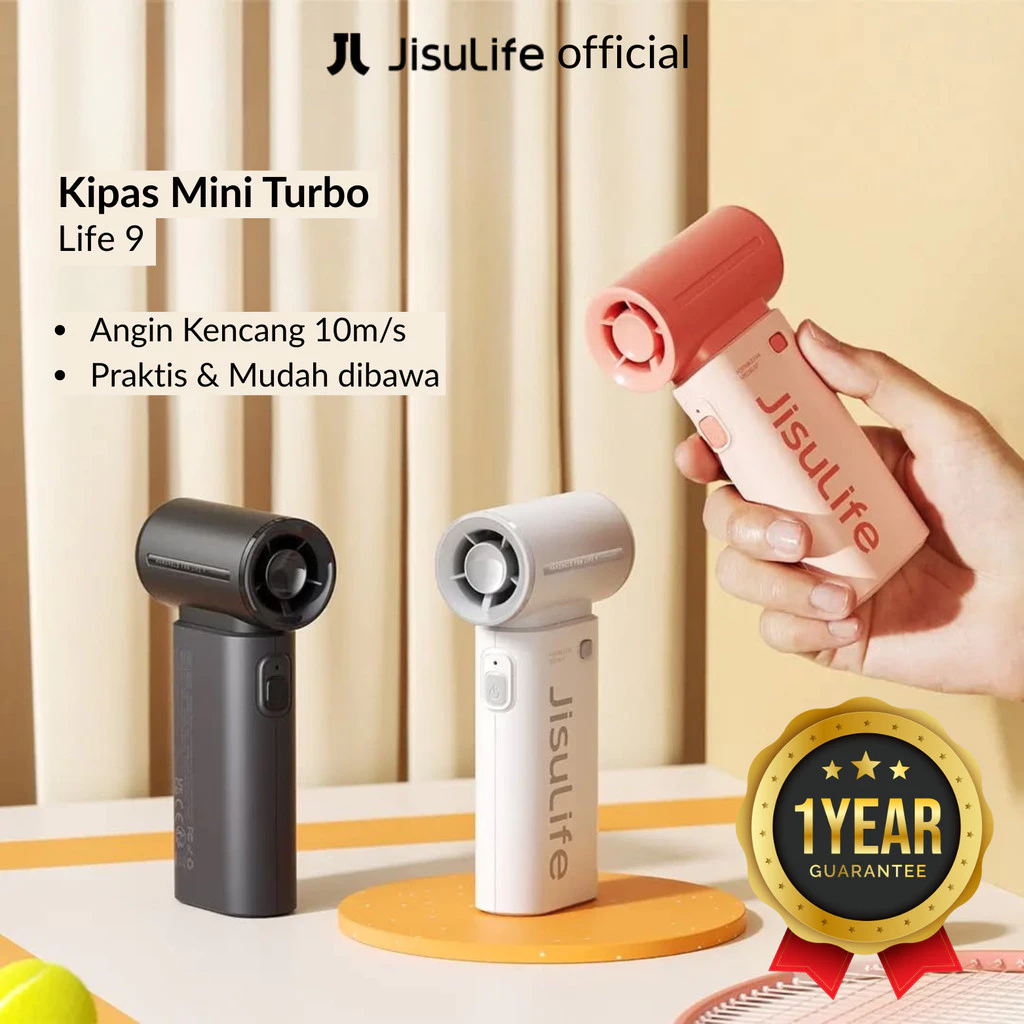 JISULIFE Life9 Handheld Fan 5000mAh | Kipas Angin Portable Mini Fan Turbo dengan 5 Tingkat Kecepatan