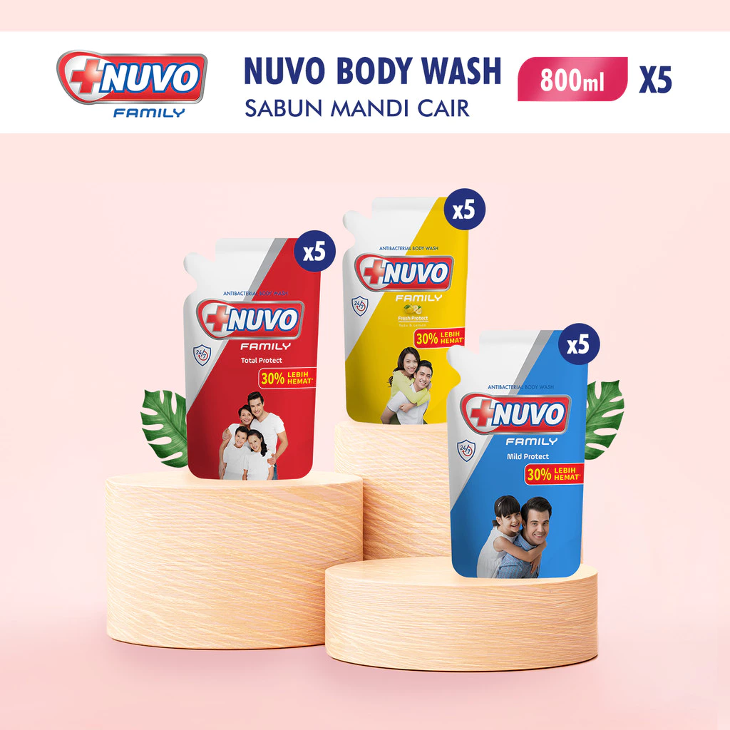 Nuvo Family Sabun Mandi Cair Pouch 800 ml x5
