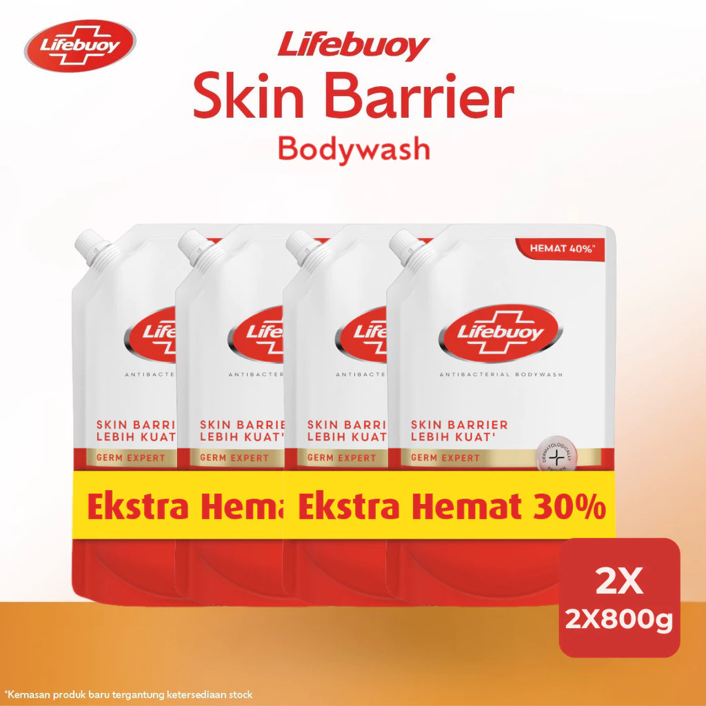 [LEBIH HEMAT 30%] Lifebuoy Sabun Cair Sabun Mandi Antiseptik Total 10 Dengan Activ Silver+ Formula 800ml x 4