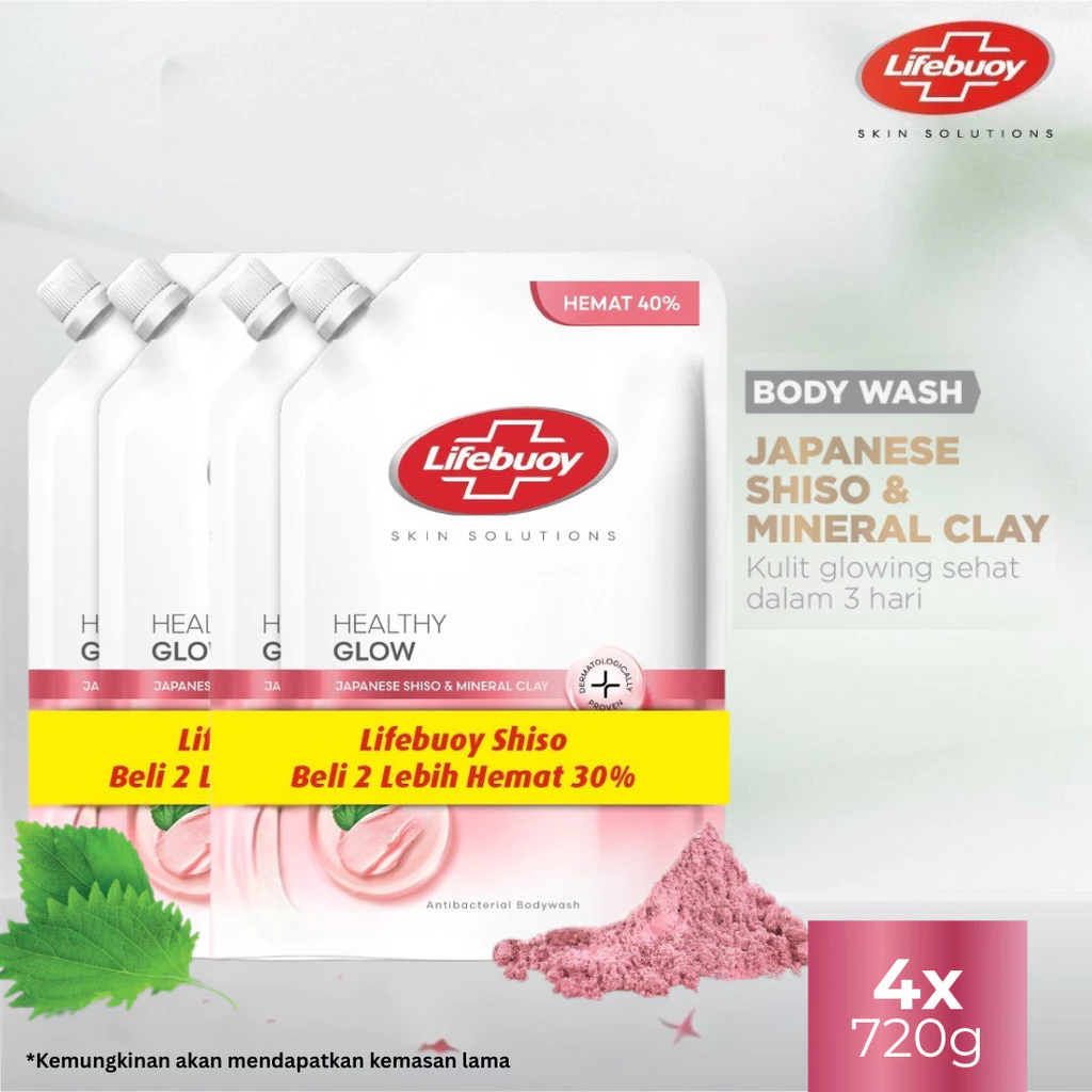 [LEBIH HEMAT 30%] LIFEBUOY SABUN MANDI CAIR SHISO & MINERAL REFILL 720G X 4