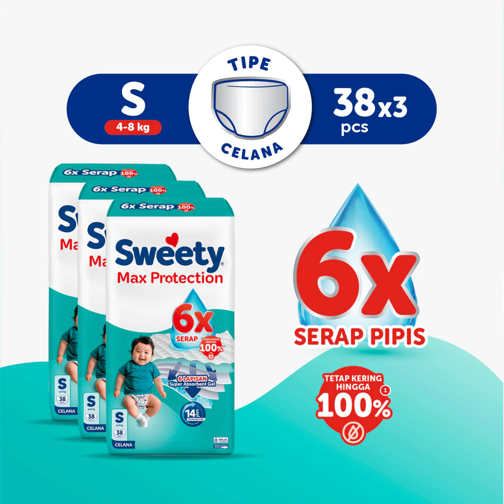 Sweety Silver Max Protect S-38s x 3 Popok Celana Baby Diapers - Special Upcount