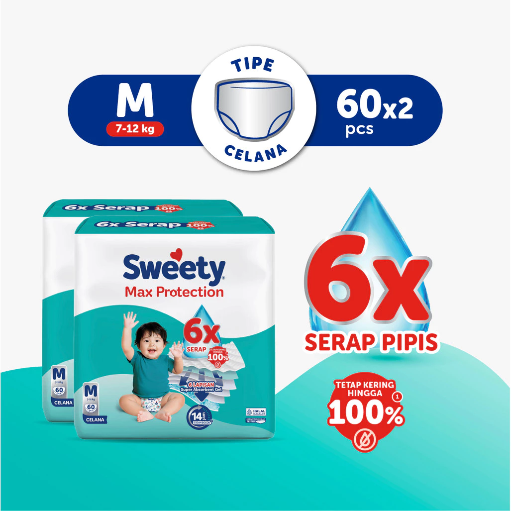 Sweety Silver Max Protect M 60s x 2 Popok Celana Baby Diapers