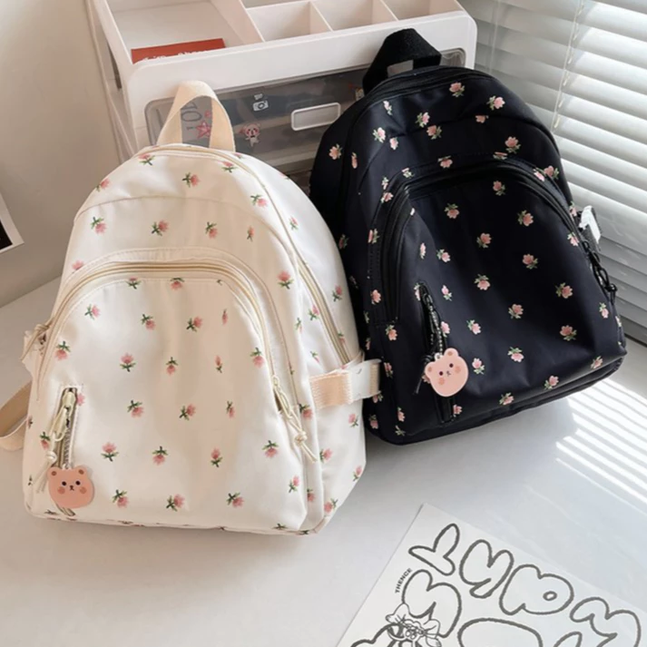 Mismi Ursule Bag Tas Ransel Mini Wanita Motif Little Flower Casual Backpack Perempuan Trendy - 20U