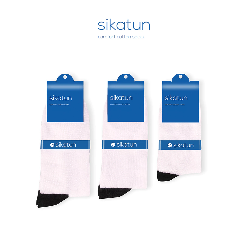 Sikatun School Socks - Primary (Best Value) - Kaos Kaki Sekolah Sd Smp Sma Telapak Hitam, Hitam & Putih Polos
