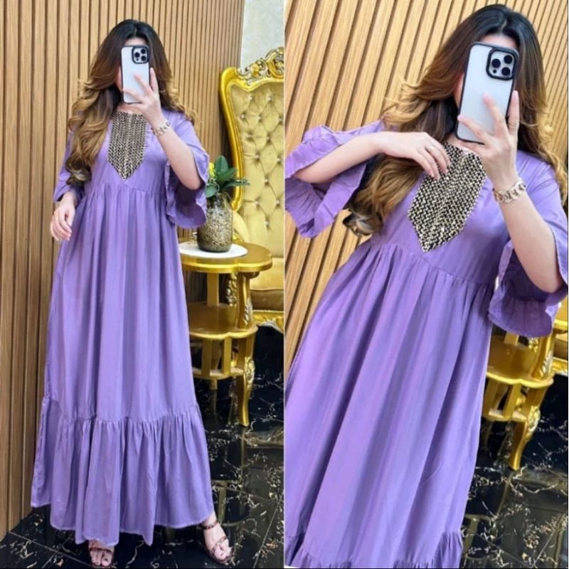 LONGDRESS BAHAN RAYON AMEERA LENGAN 3/4 RENDA SULTAN REALPIC //DASTER ARAB RENDA MURAH
