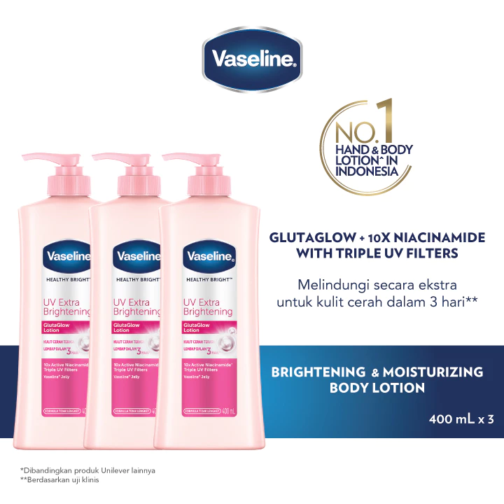 Vaseline Healthy Bright UV Brightening Lotion 400ml Triplepack
