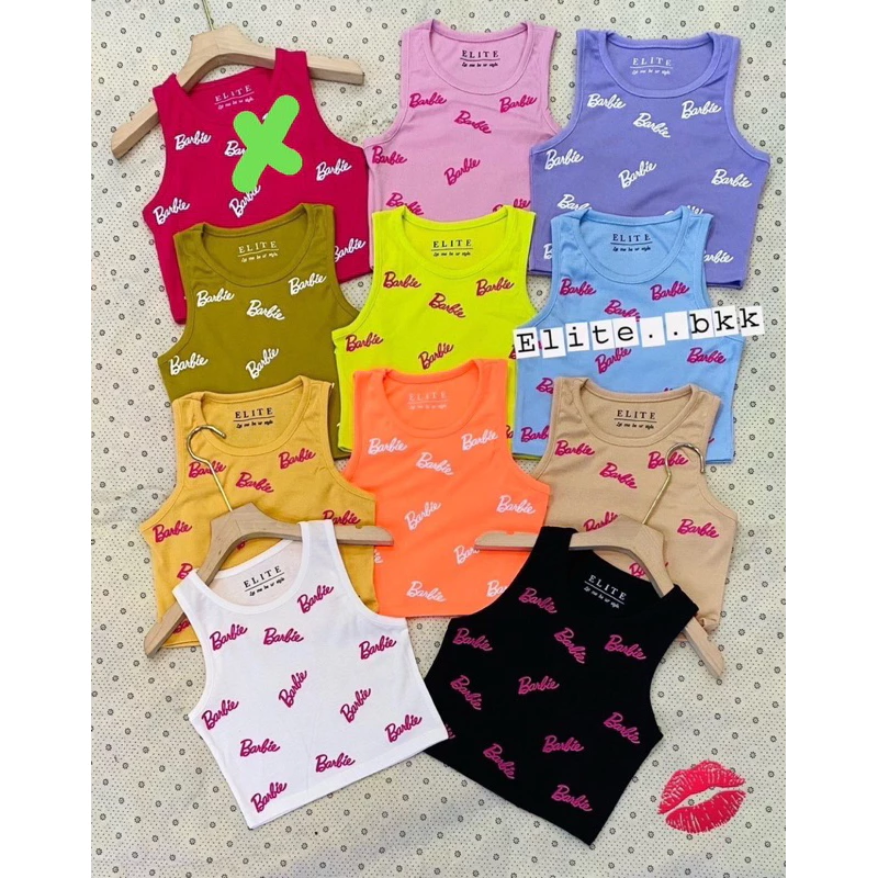 READYSTOCK KAOS *SC047* RACER BARBIE BARBIE CROP TANK WANITA IMPORT BANGKOK BRAND SO CUTE ELITE