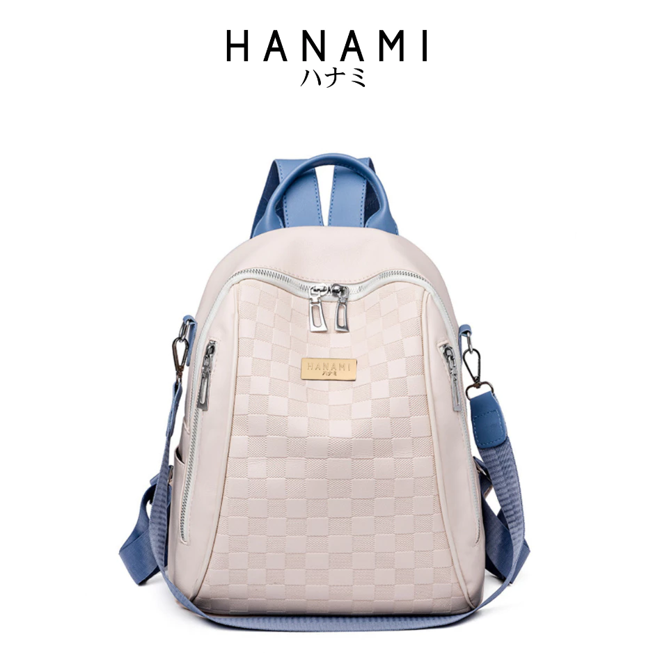 HANAMI Tas Ransel Wanita Backpack Premium Kulit Putih Cenota Gendong Sekolah Kuliah Cewek Korea