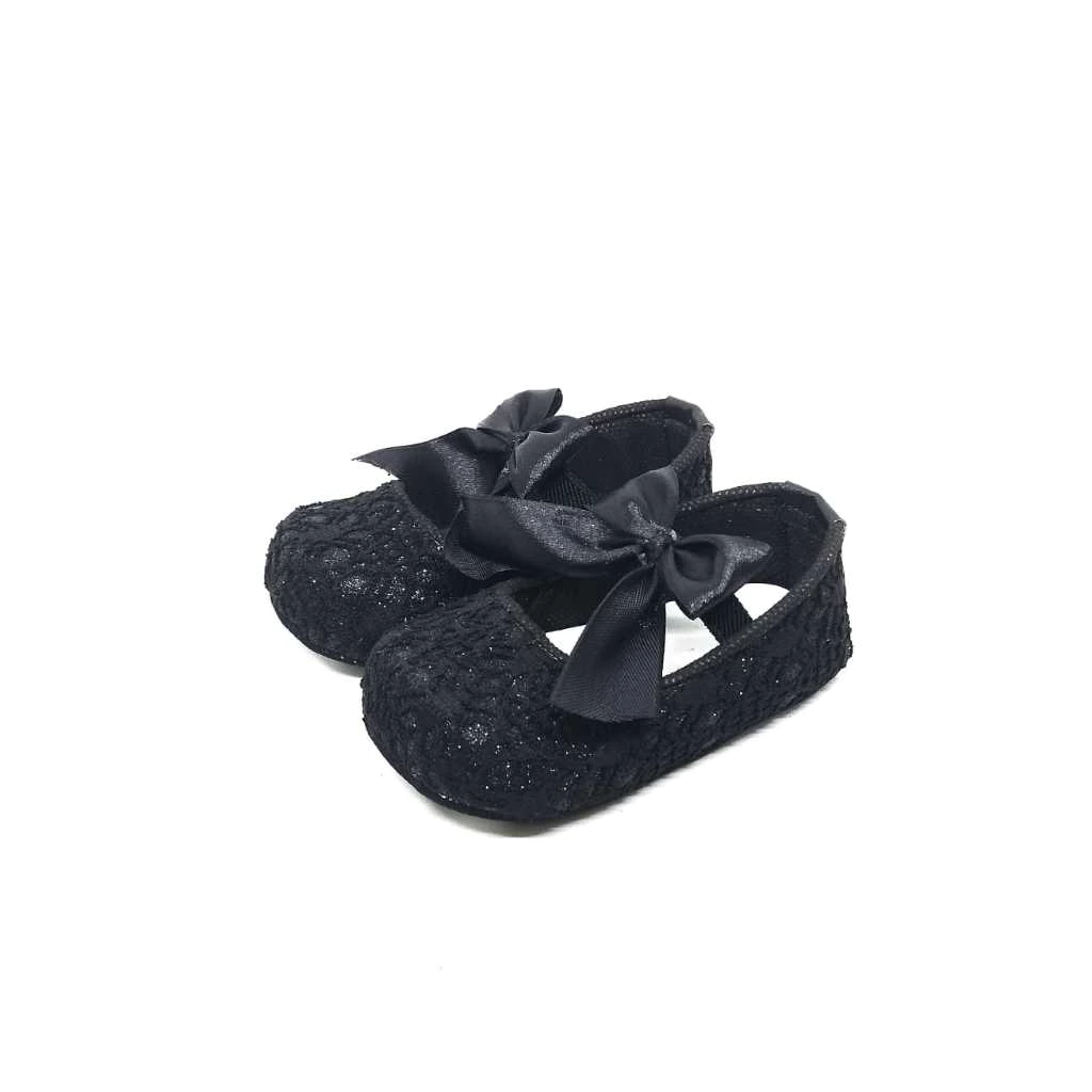 sepatu bayi perempuan GAUN GELOMBANG HITAM 0/12 BULAN