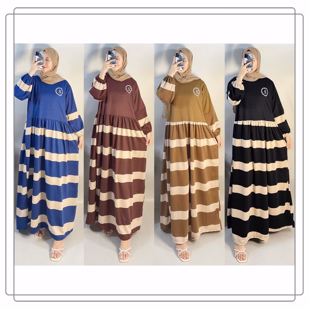 GOGOFASHION 804 Gamis Dewasa Melisa Bahan Salur Vistaterry
