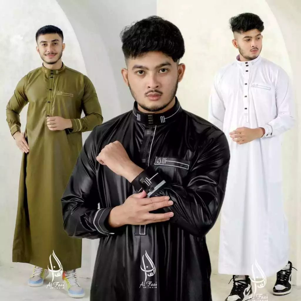 jubah Pria Gamis Pria Jubbah Mewah Model Terbaru Al faan jubah reguler jubah mewah bordir jubah pria muslim Alzan