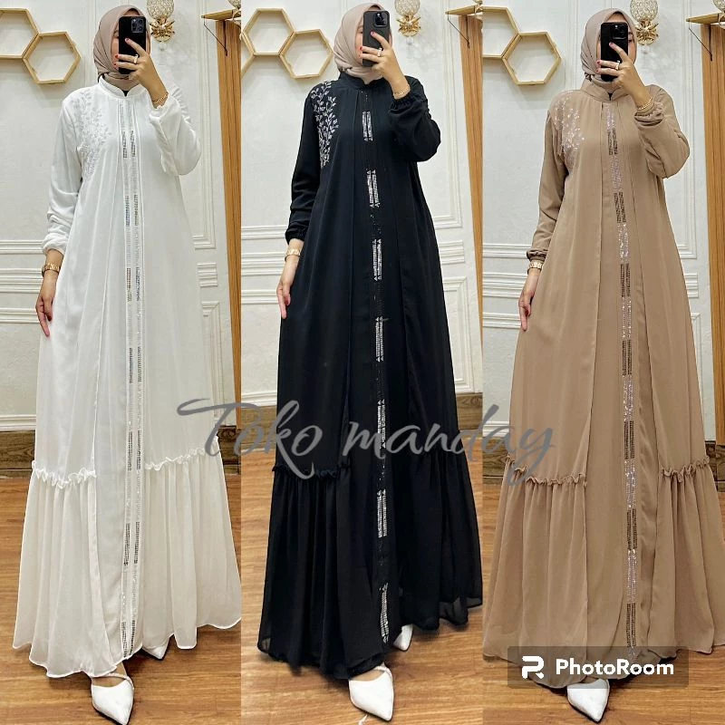 Alexa abaya bahan full seruty bebydoll full furing