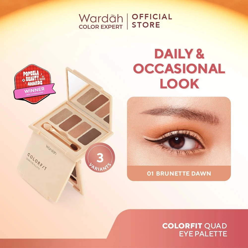 WARDAH Eyeshadow Colorfit Quad Eye Palette - Eyeshadow 4 in 1 Pigmented, Blendable, Mudah Digunakan - Eye shadow - Makeup