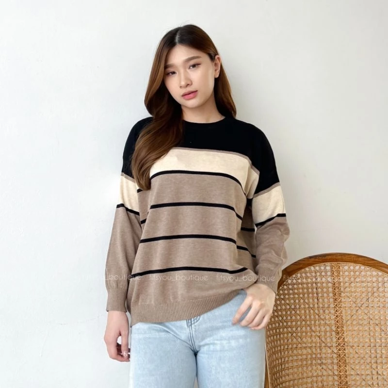 AMANDA KNIT TOPS atasan rajut katun halus adem tangan panjang sweater cewe hijab friendly