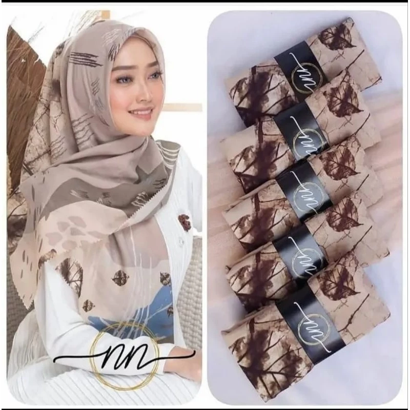 Hijab Segi Empat Voal Motif / Kerudung Segi Empat Motif