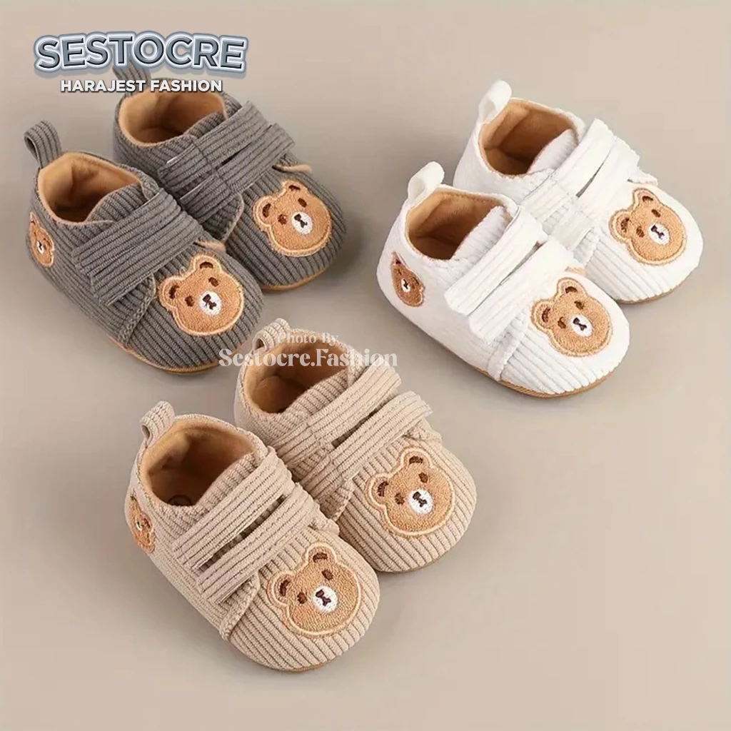 Sepatu Bayi Laki Laki Perempuan Bear Gemoy Lucu Umur 0 - 12 Bulan Baby Shoes Prewalker Sepatu Bayi Anti Slip Design Simple Unik Trendy Soft Sole - SHF