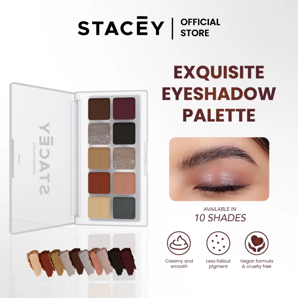 Stacey Exquisite Eyeshadow Palette - 10 Shades Creamy & Pigment Colors