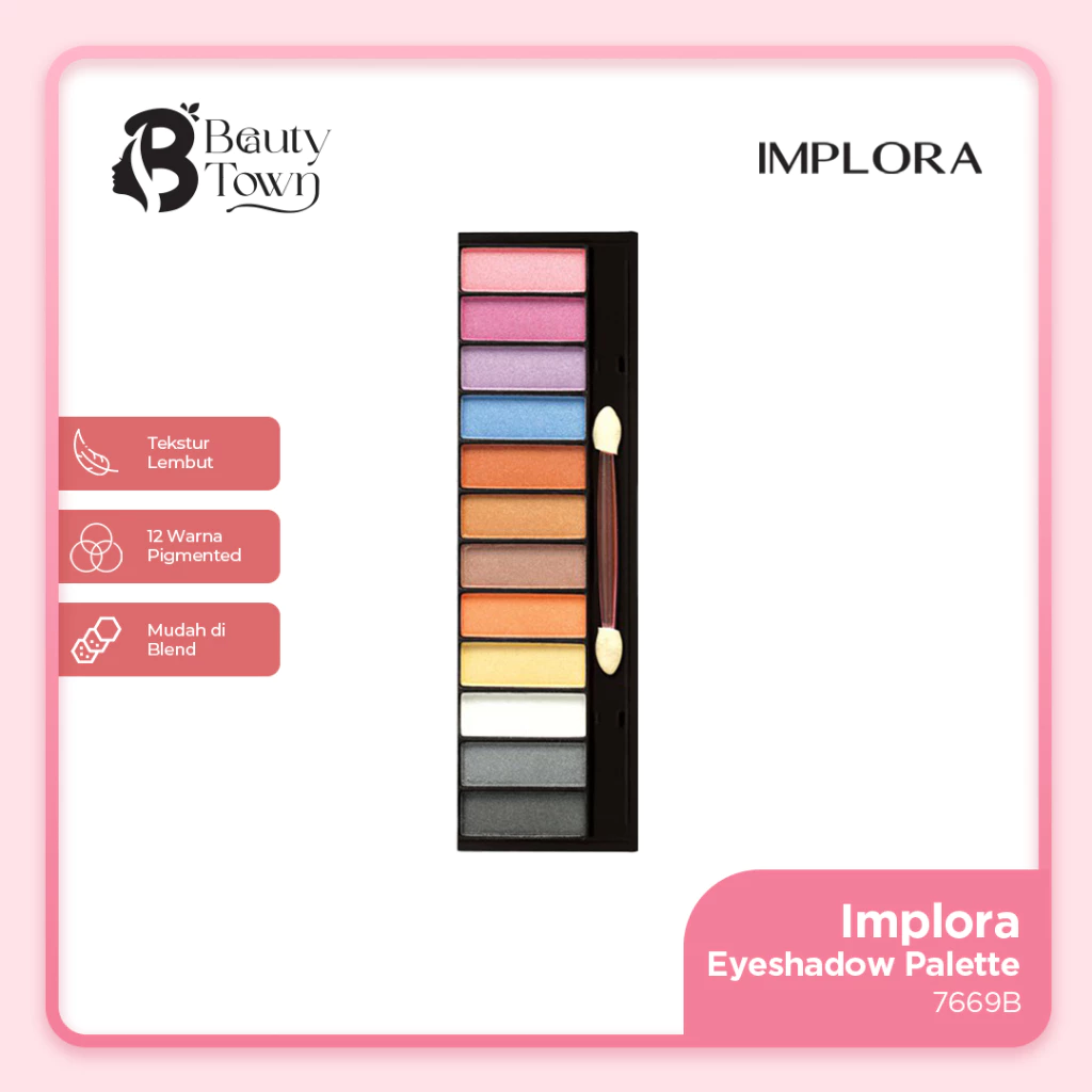 Implora Eyeshadow Palette 7669B 12 Warna Tahan Lama