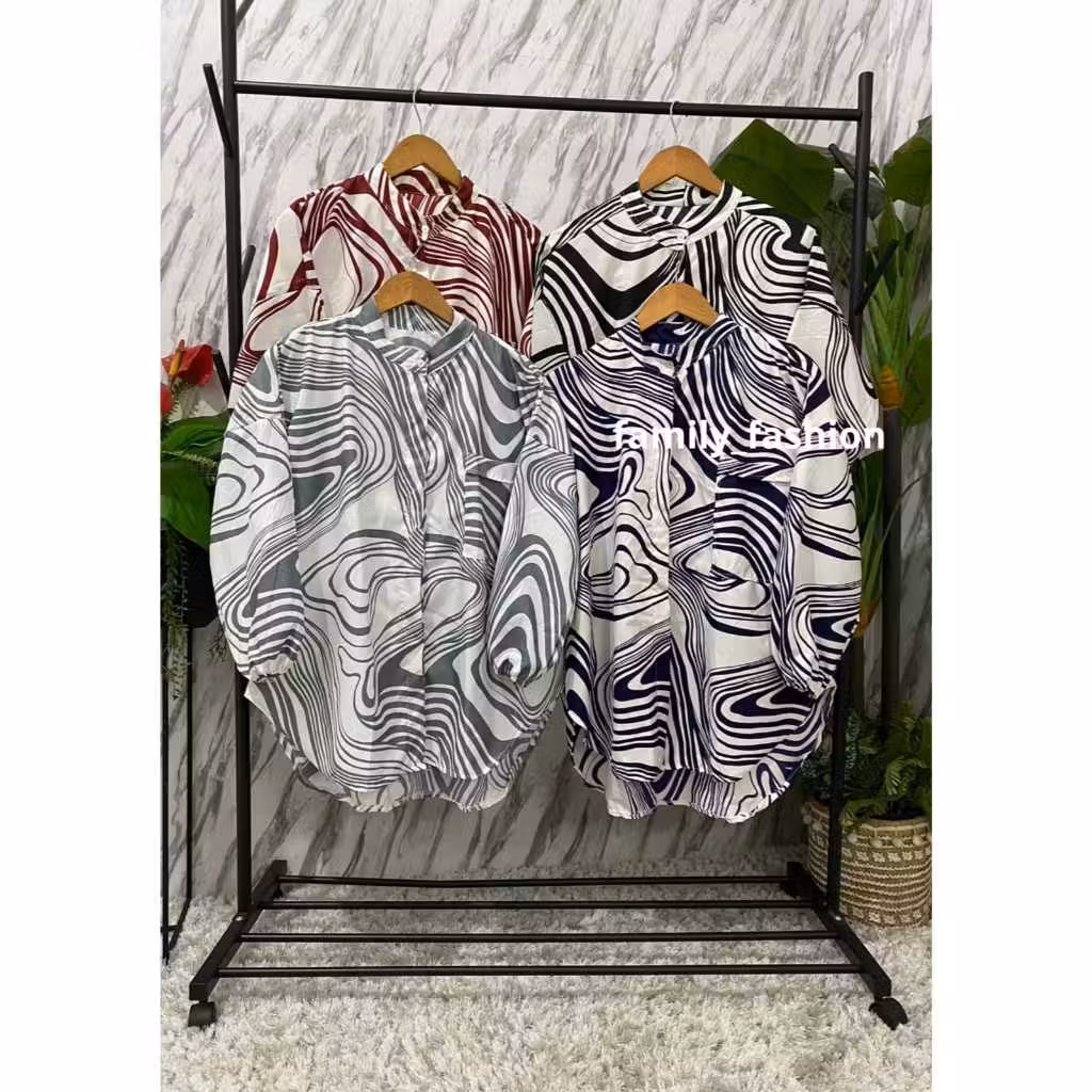 Kemeja Raisya Motif Tunik Wanita |Kemeja Wanita Terbaru