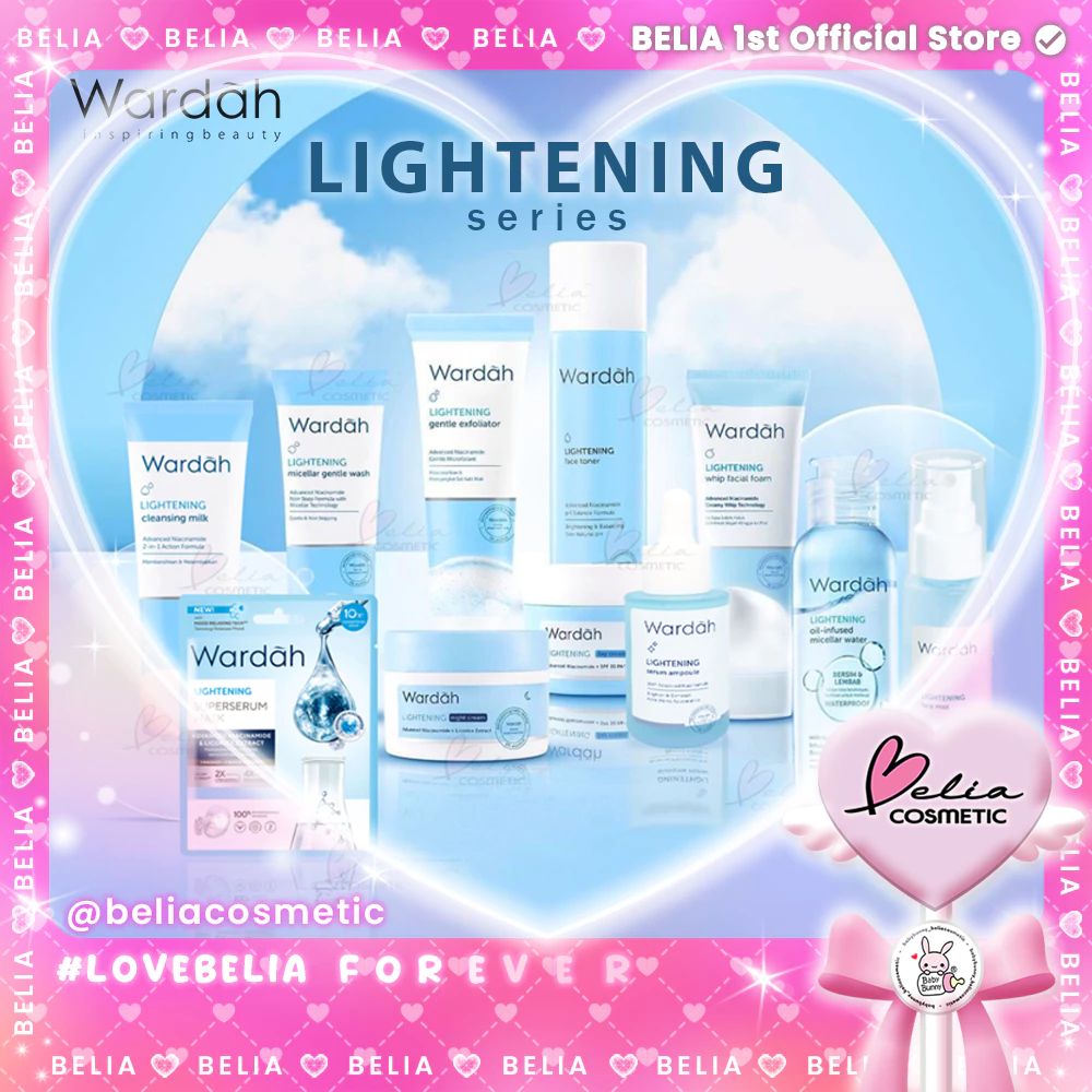 [ BELIA ] WARDAH Lightening Series | Day | Night Cream Face Serum Wash Foam Mask Scrub Toner