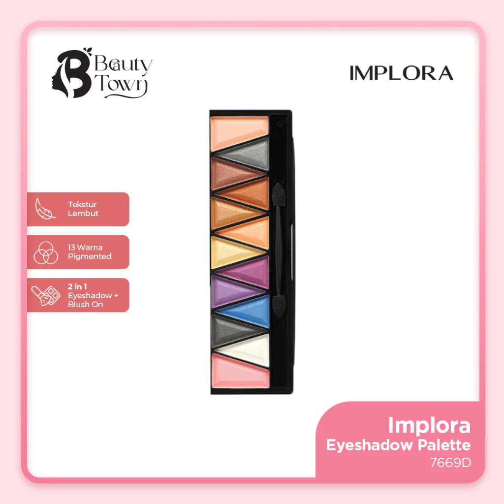 Implora Eyeshadow Palette 7669D - 13 Warna Shimmer & Blush