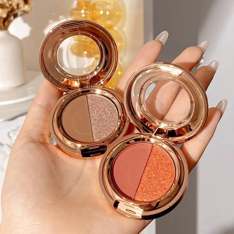 (COD) Eyeshadow Palette 2 Warna Dengan Glitter Tahan Air dan Tahan Lama eyeshadow gliter