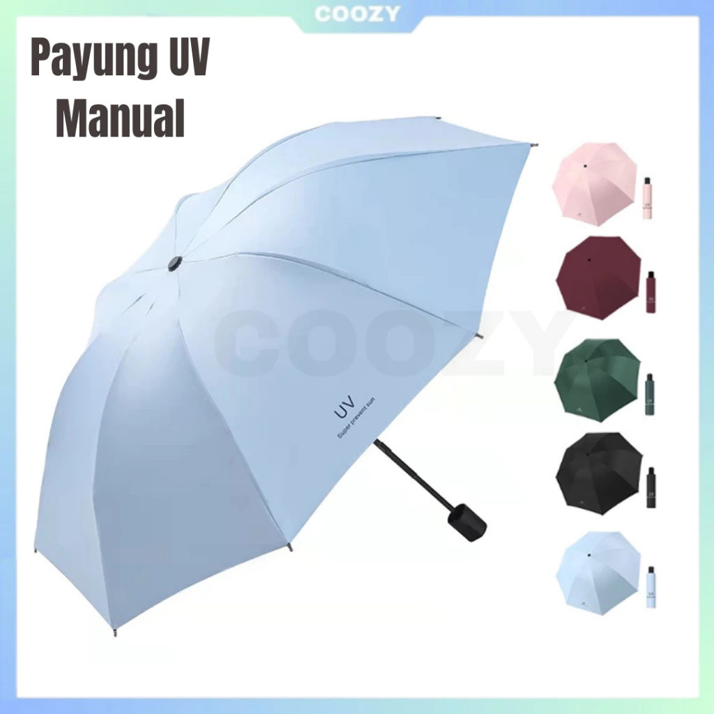 Payung Lipat Manual Anti UV - Payung Manual Buka Tutup Anti UV Sinar Matahari dan Hujan - Payung Anti Sinar UV Protection