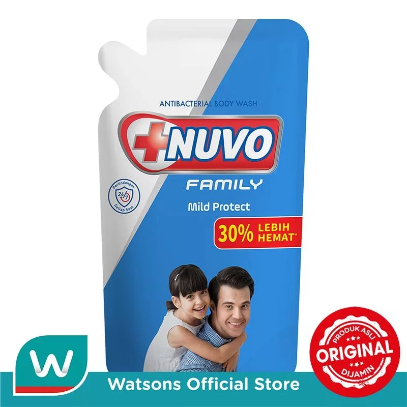 Nuvo Family Sabun Mandi Cair Biru Mild Protect Antibacterial Pouch 800ml