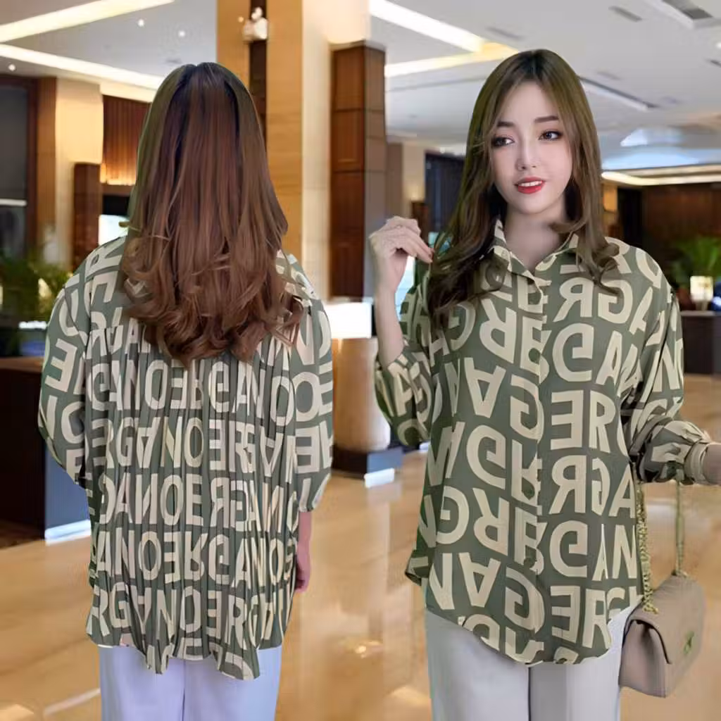 FABEHA ATASAN CRINCLE WANITA KEKINIAN LD 120 ATASAN KEMEJA OVAL BELAKANG PLISKET BAHAN CRINCLE AIRFL