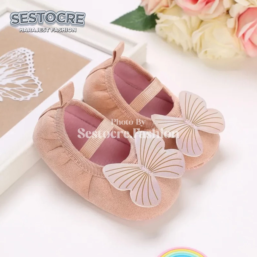 Sepatu Bayi Prewalker Perempuan 0 - 12 Bulan Murah / Sepatu Baby Cewek Prewalker Shoes KUPU KUPU Terbaru - SHF
