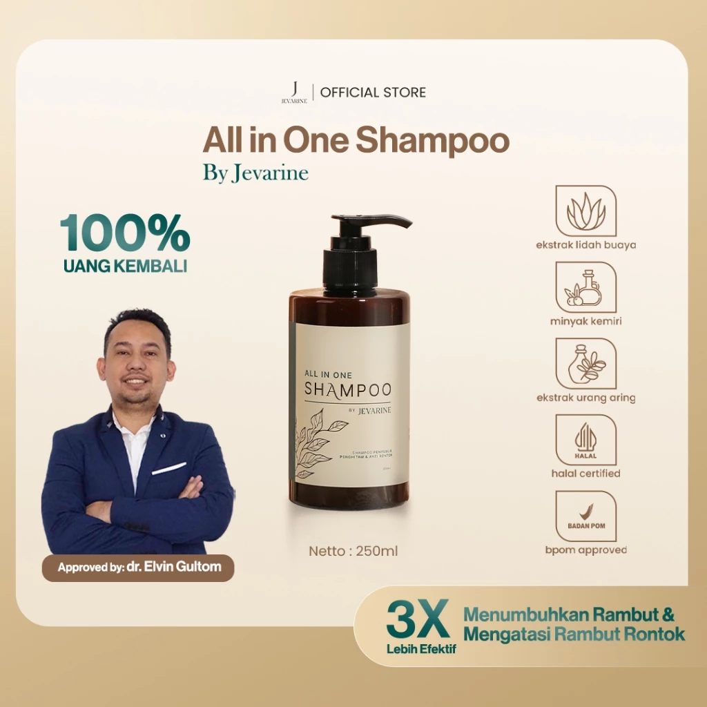 [Approved by dr Elvin Gultom] Jevarine All In One Shampoo - Penyubur , Penghitam dan Anti Rontok