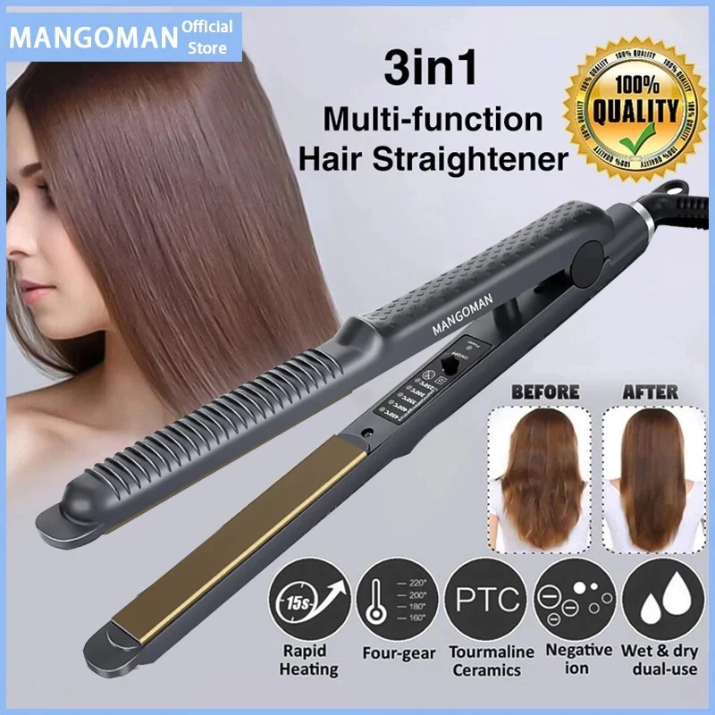 Hair Straightener Catokan Rambut 3in1 Catok Keriting Lurus Mutifungsi Catok Rambut Lurus Wave & Keriting Kabel Anti Lift Beputar 360