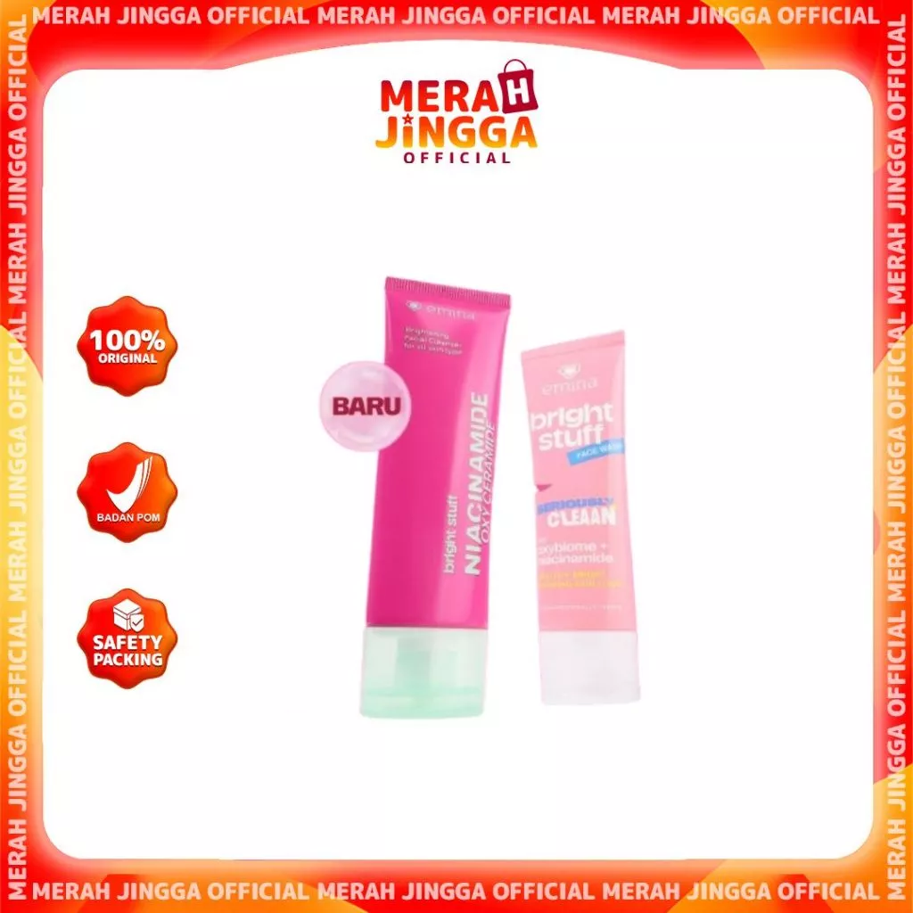 Emina Bright Stuff Face Wash - Sabun Muka Cerah Glowing Anti Kusam | Merah Jingga Official