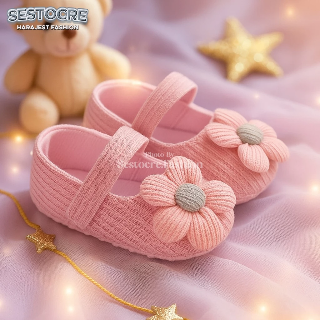 Sepatu Bayi Prewalker KNIT ROSE Usia 0 - 12 Bulan Sepatu Anak Bayi Import Sepatu Prewalker Casual Anti Slip SoftSole Empuk Nyaman Lucu Kekinian Terbaru - SHF