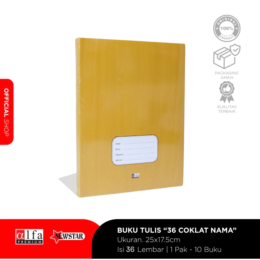 Buku Tulis BM Boxy 36 Alfa Coklat Nama