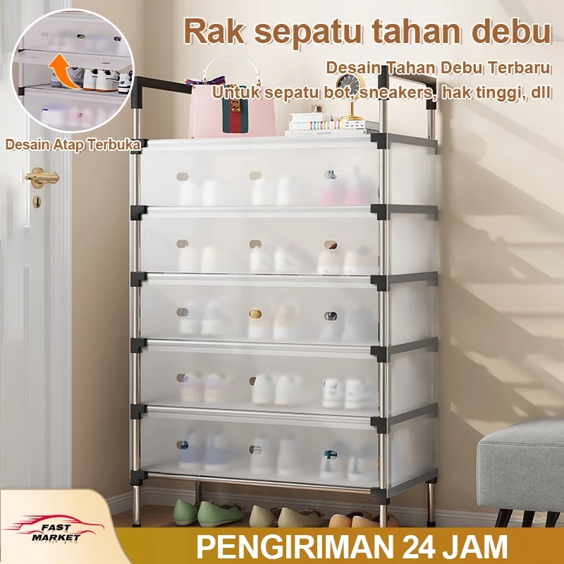 [Fast Market] Rak Topi Sepatu Rak Sepatu Rak Serbaguna Tahan Debu Rak Gantungan Baju Rak Penyimpanan Bahan Plastik
