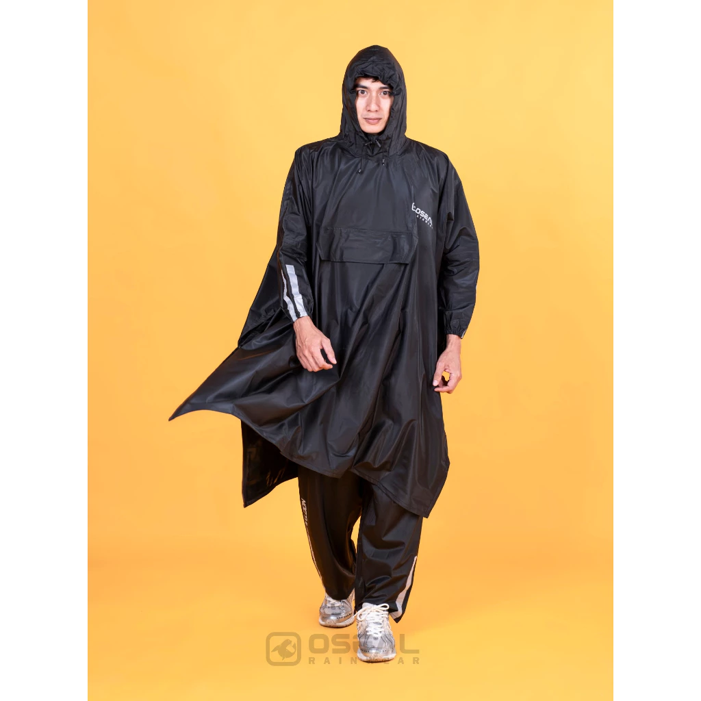 OSEAL Jas Hujan Ponco Kelelawar Jumbo Pria Wanita Dewasa Full Seal Noctula Series Hitam