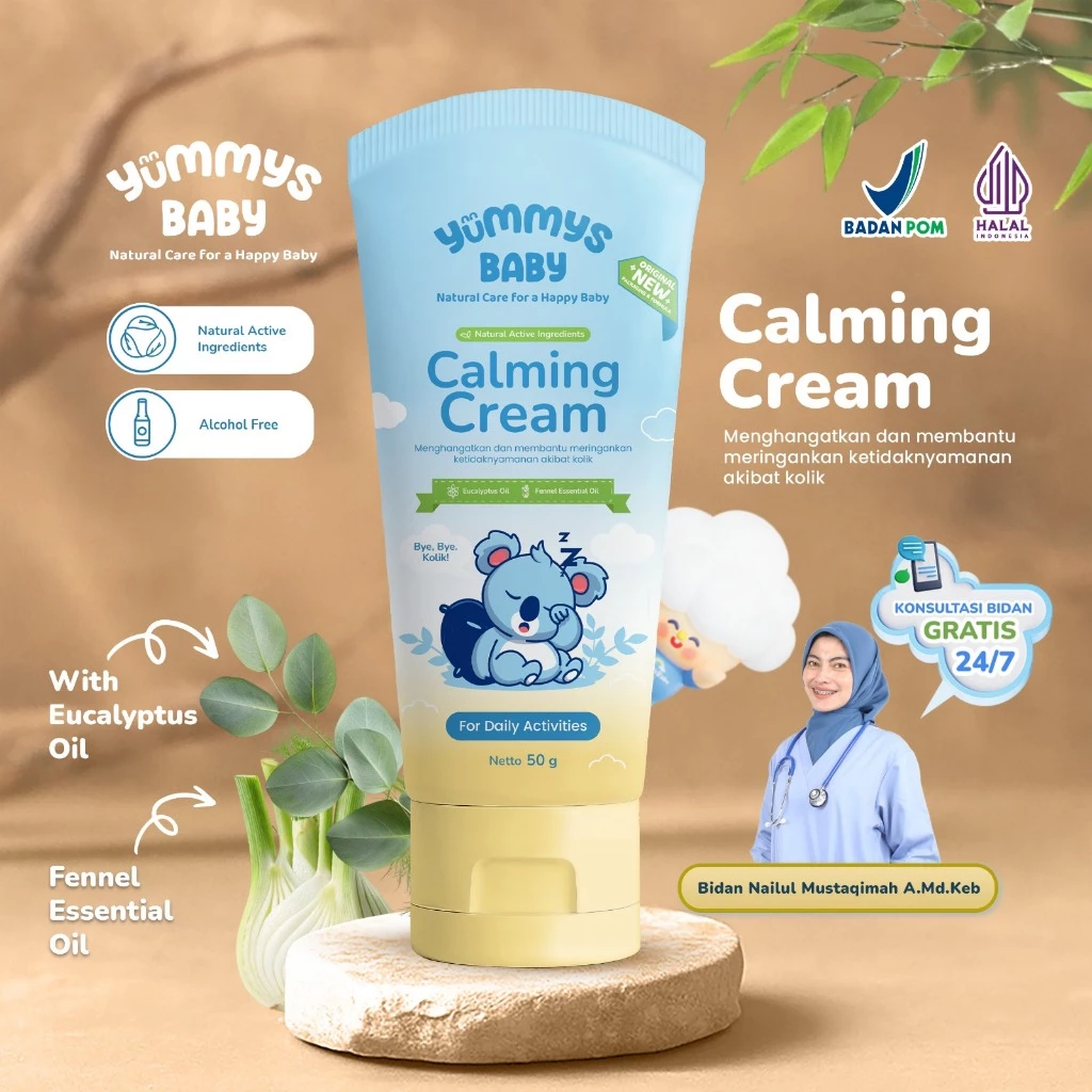 YummysBaby Calming Cream - Redakan Kolik & Kembung | Lembut dan Aman untuk Kulit Bayi Sensitif