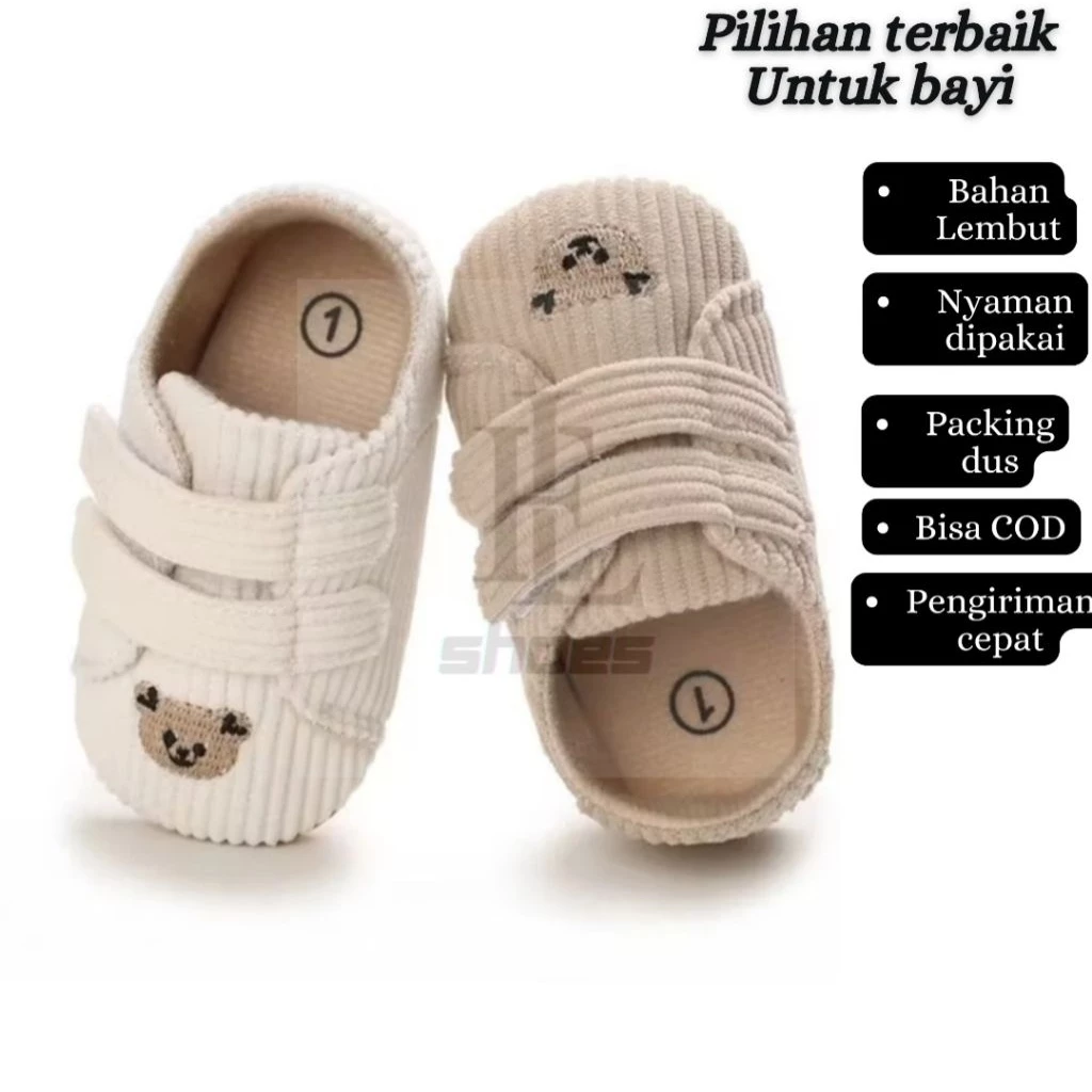 Sepatu Bayi Laki Laki Perempuan BEAR 1 3 6 9 12 Bulan 1 Tahun Murah Prewalker Shoes Cewek Cowok Terbaru