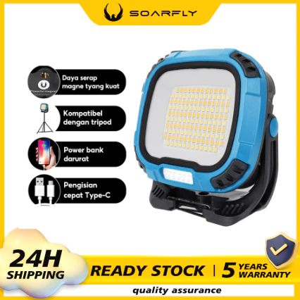 SOARFLY Lampu Kerja Multifungsi yang Ditingkatkan dengan Kait Pita Magnetik yang Kuat, Lampu LED Genggam Portabeldan Lampu Darurat Luar Ruangan Tahan Lama cocok untuk Berkemah
