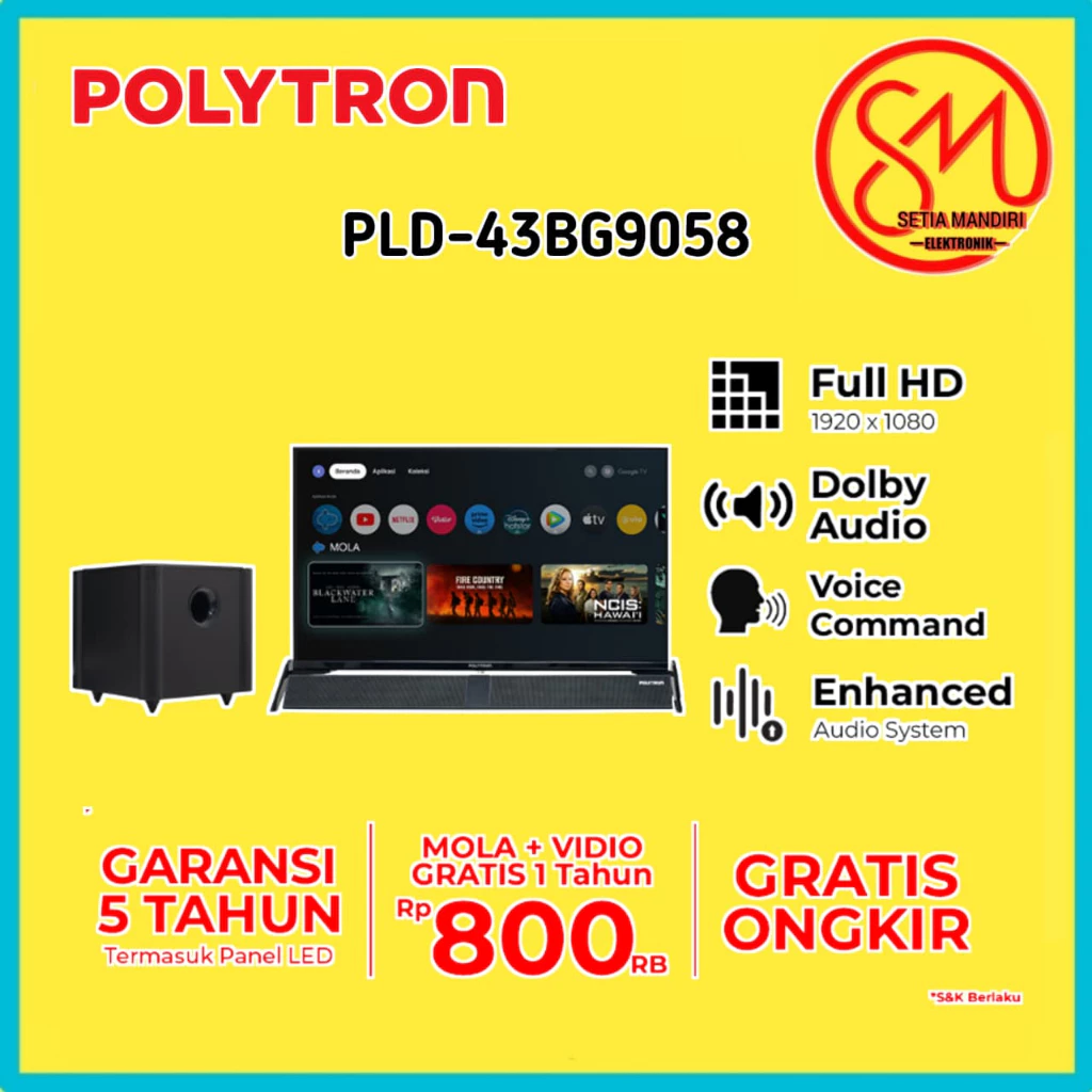 POLYTRON Smart Google TV LED 43 inch PLD 43RG9059 / 43BG9058