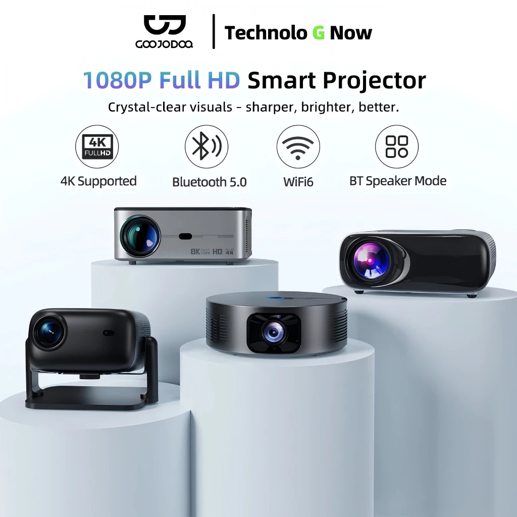 GOOJODOQ Wifi 4k Proyektor Full HD 1080p 15500 LM Suporta Android Sincronizando a Tela do Smartphone Home Theater Projetor