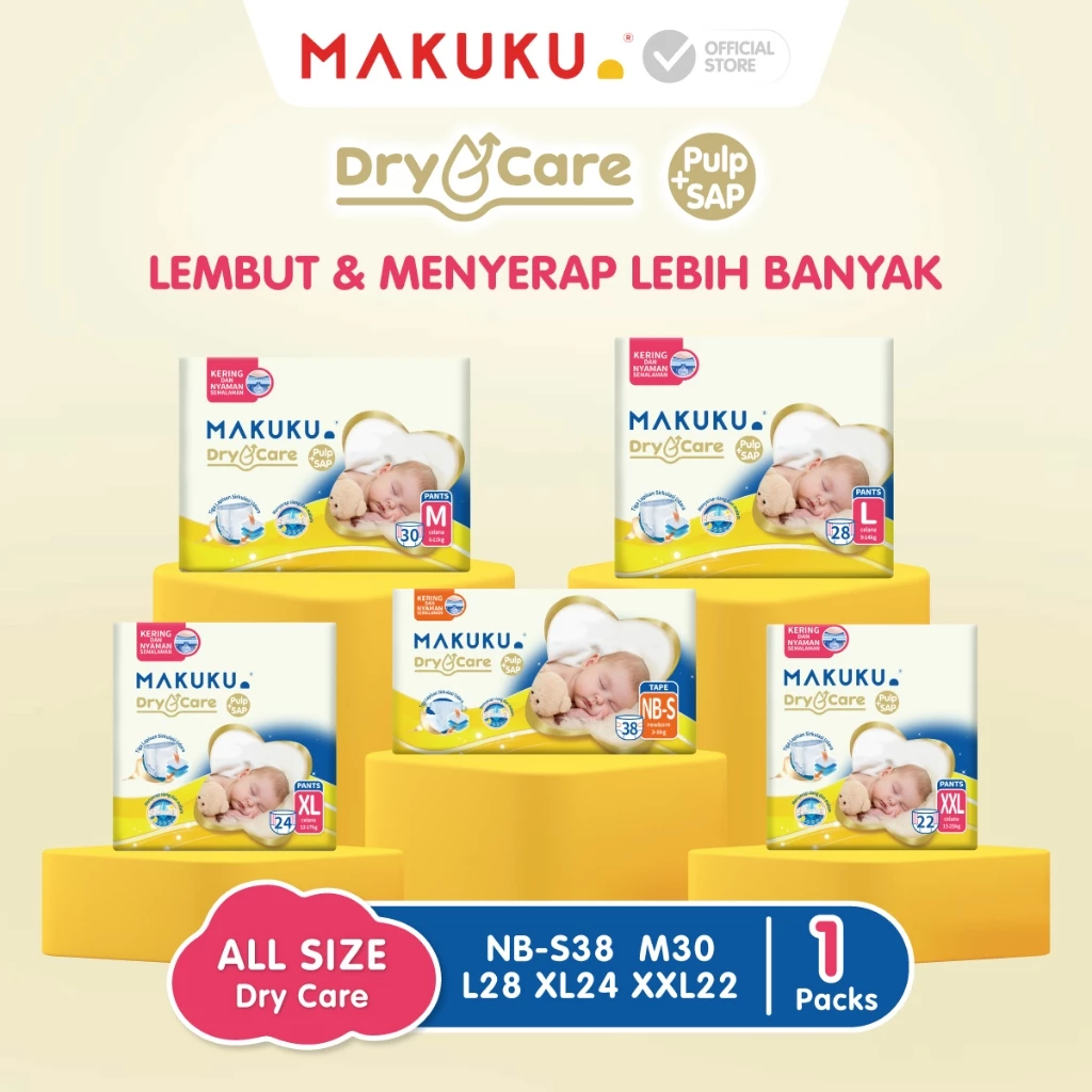 [1 PACK] Makuku Diapers Dry Care Popok Bayi Celana/Perekat NB-S/M/L/XL/XXL