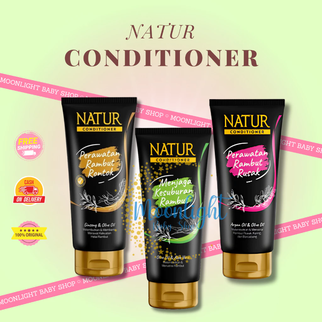 Natur Hair Conditioner Moisturize and Strengthen Hair from Root 160ml | Ginseng & Olive Oil | Olive Oil & Aloe Vera | Argan & Olive Oil