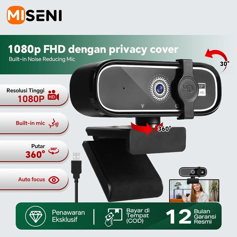 Webcam 1080P Laptop USB Kamera PC With Mic Camera Webcast Live Zoom Google Meeting Camera Built in Mic Auto-Light Balance Privacy Shutter