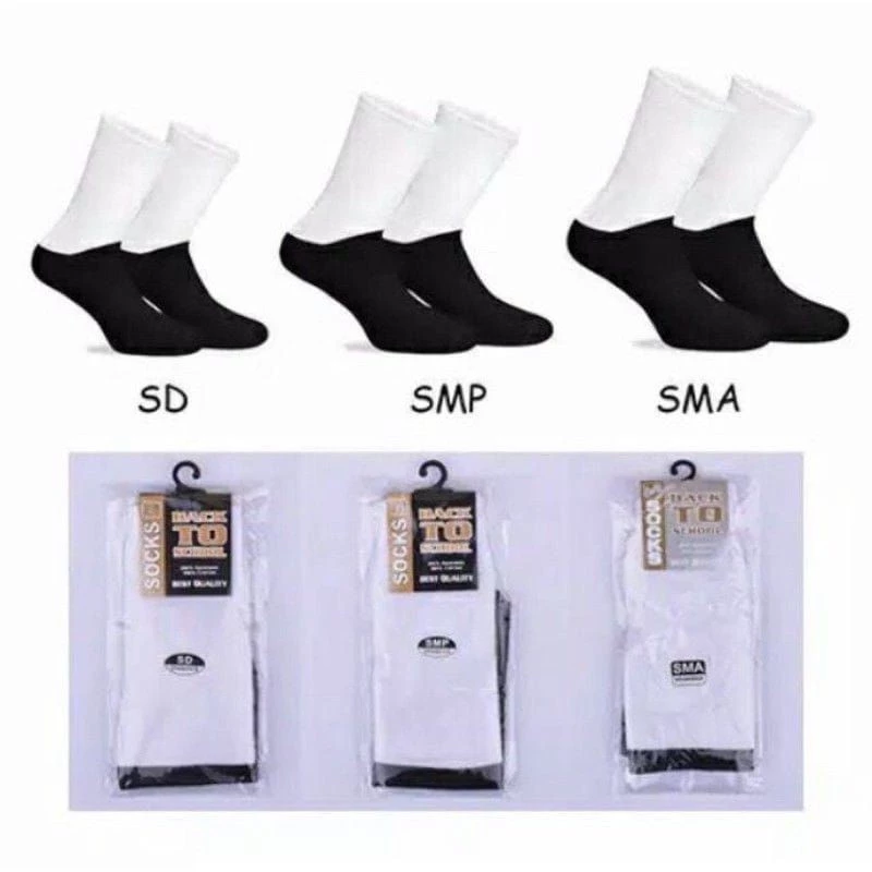 KAOS KAKI ANAK SEKOLAH PUTIH HITAM BACK TO SCHOOL SD SMP SMA (KKBTS)