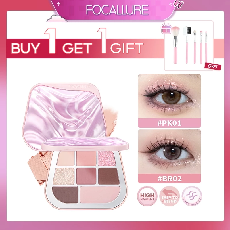 FOCALLURE 8-color Eyeshadow Palette Matte Shimmer High Pigment Silky Texture Waterproof Eyeshadow FA-E09