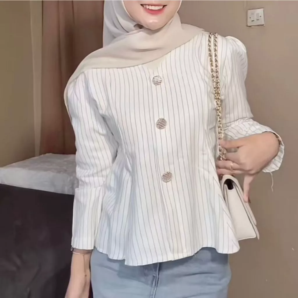 Arika Blouse Peplum Wanita Semiwoll Fit
