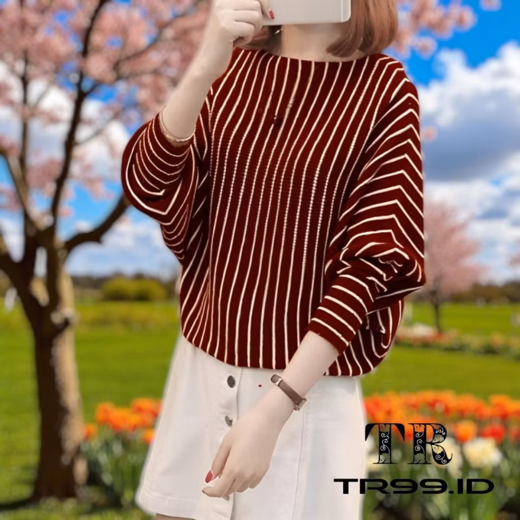 TR99 BATWING BLOUSE SALUR [KALONG SALUR] KNITWEAR RAJUT WANITA