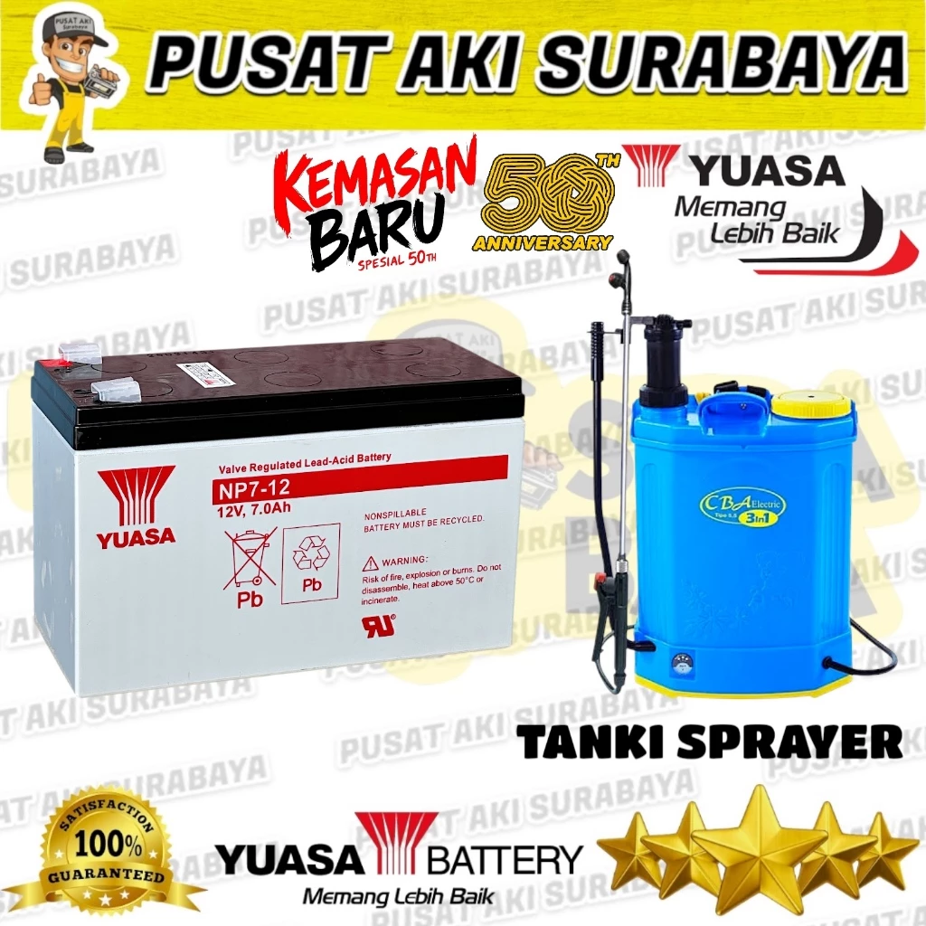 AKI SPRAYER YUASA 12V 7AH BATTERY TANGKI SEMPROT PERTANIAN EMERGENCY LAMP 12 VOLT 7 AMPER